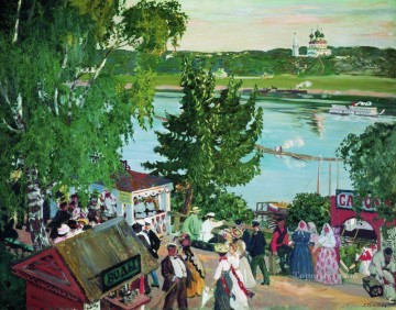  Mikhailovich Pintura al %C3%B3leo - Paseo a lo largo del Volga 1909 Boris Mikhailovich Kustodiev